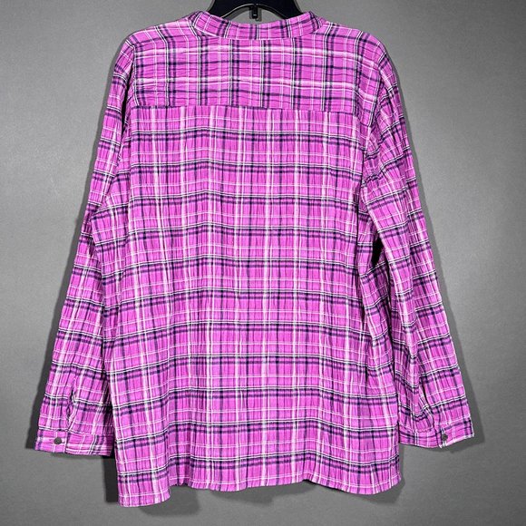NWT Allison Daley Button Down Plaid Pink Shirt Size XL - Picture 9 of 11
